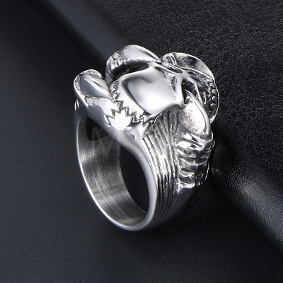 Titanium Steel Skull with Claw Finger Ring SKUL-PW0002-031E-P-1