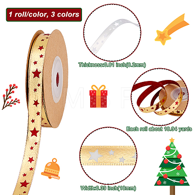  3 Rolls 3 Colors Polyester Ribbons OCOR-NB0001-56-1