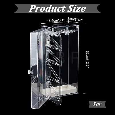 Rectangle Plastic Jewelry Organizer Storage Box with 24 Hooks OBOX-WH0001-06-1