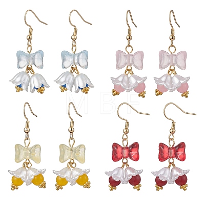 Bowknot Glass Dangle Earrings EJEW-JE06856-1