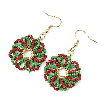 Christmas Glass Dangle Earrings EJEW-MZ00829-1