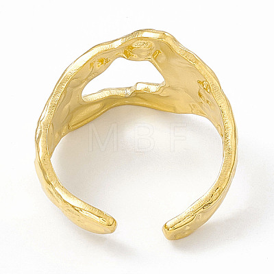 Ion Plating(IP) 304 Stainless Steel Wide Hollow Open Cuff Ring for Women RJEW-G275-04G-1