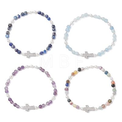 Natural Mixed Gemstone Beaded Stretch Bracelets for Women BJEW-JB13199-1