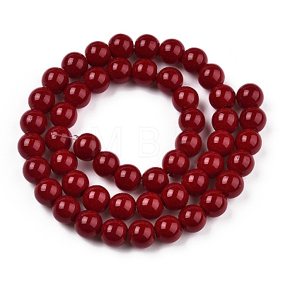 Opaque Solid Color Glass Beads Strands GLAA-T032-P8mm-05-1