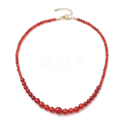 Round Natural Carnelian(Dyed & Heated) Beaded Neckiaces NJEW-JN05003-1