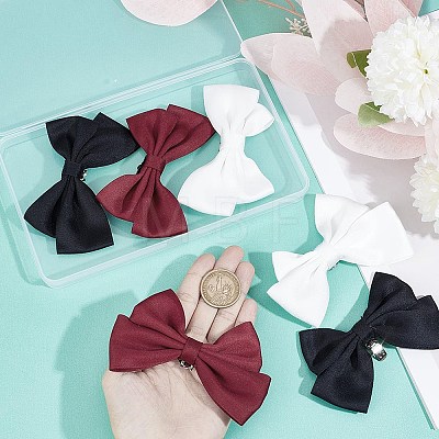 3 Pairs 3 Style Detachable Bowknot Polyester Ribbon Shoe Decoration AJEW-CP0005-60-1