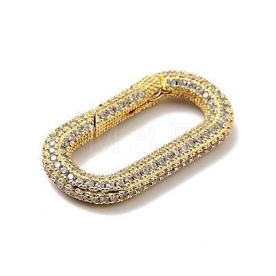 Brass Micro Pave Clear Cubic Zirconia Spring Gate Rings KK-G414-06G-1
