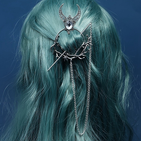 Gothic Witch Theme Branch Alloy Rhinestone Hair Cuff Pin PW-WG49D80-02-1