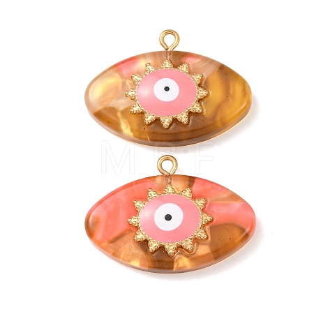 304 Stainless Steel Resin Pendants STAS-F352-07D-05-1