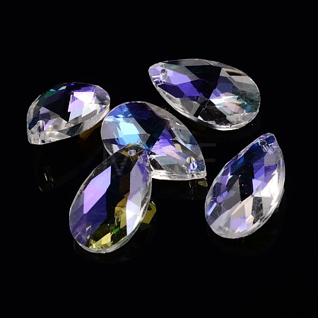 Faceted Teardrop Glass Pendants GLAA-O008-B02-1