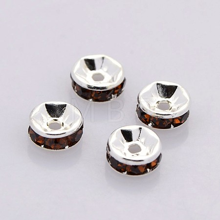 Brass Grade A Rhinestone Spacer Beads RB-A014-Z6mm-15S-1