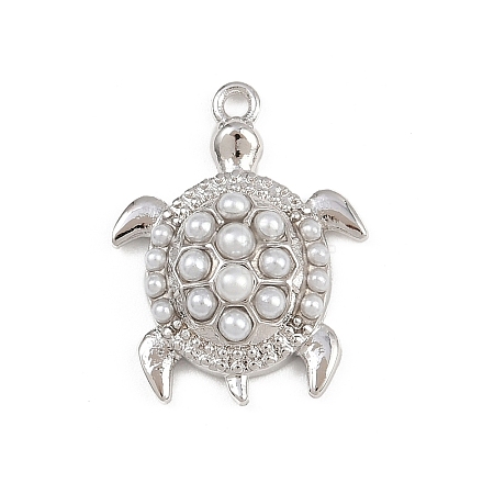 Turtle Brass ABS Imitation Pearl Pendants KK-I352-04B-P-1