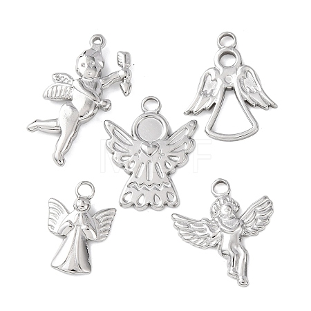 5Pcs 304 Stainless Steel Pendants STAS-P432-08P-1