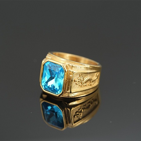 304 Stainless Steel with Cubic Zirconia Dragon Pattern Finger Rings for Men FS-WGD623F-39-1