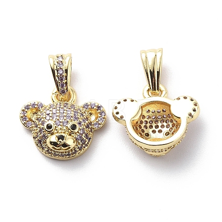 Brass Cubic Zirconia Charms KK-G446-25G-01-1
