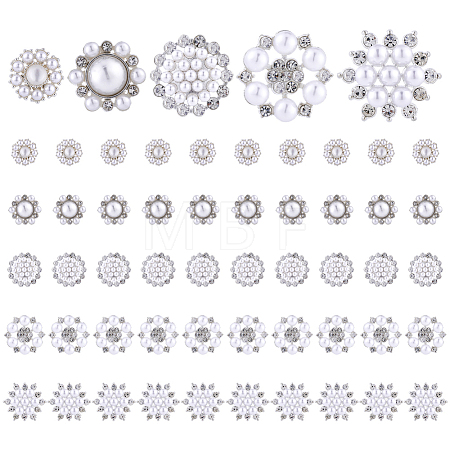 70Pcs 5 Styles Alloy Rhinestone Shank Buttons BUTT-FG0001-67-1