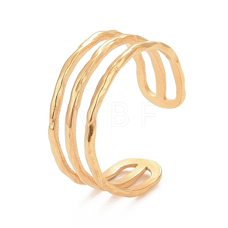 Ion Plating(IP) 304 Stainless Steel Triple Line Open Cuff Ring for Women LS-RJEW-C025-12G-1