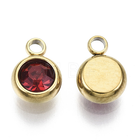 PVD Vacuum Plating 201 Stainless Steel Rhinestone Charms STAS-S068-07G-1