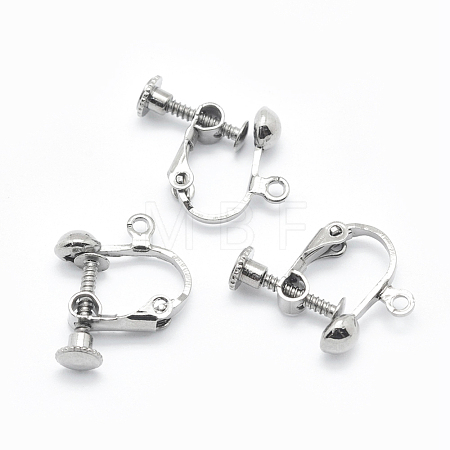 Brass Screw On Clip-on Earring Findings KK-L164-01P-1