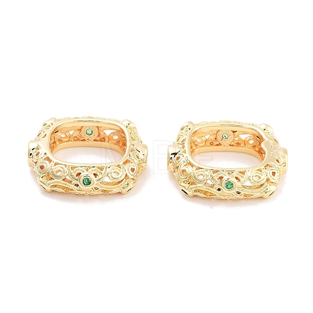 Brass Micro Pave Green Cubic Zircon Spacer Beads KK-P271-21G-1