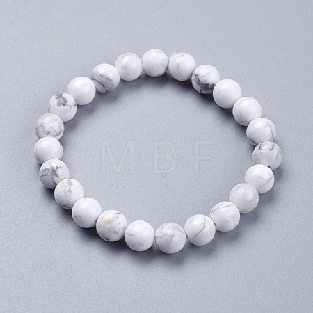 Natural Howlite Beaded Stretch Bracelets BJEW-I253-8mm-08-1