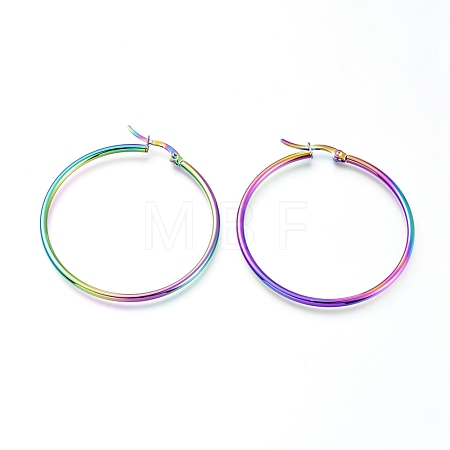 201 Stainless Steel Big Hoop Earrings EJEW-A052-20B-M-1