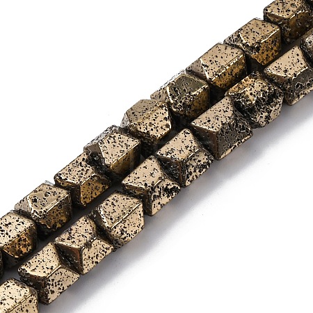 Electroplated Natural Lava Rock Beads Strands G-A256-D01-01D-1