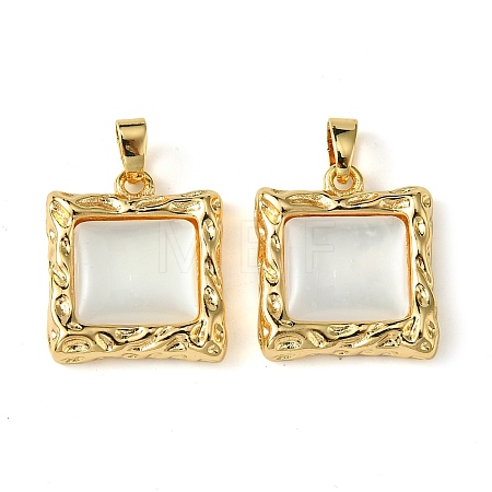 Brass Pave Shell Pendants KK-M277-01G-1