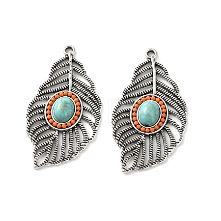 Bohemia Tibetan Style Alloy & Enamel & Synthetic Turquoise Pendants FIND-T074-11AS-1