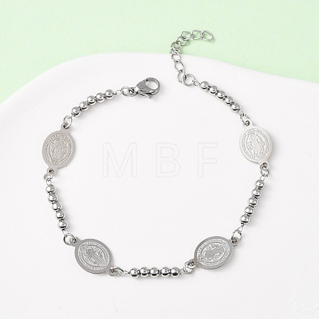 Religion 304 Stainless Steel Link Bracelets BJEW-F524-04A-P-1