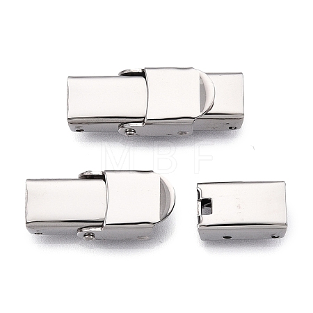 Non-Tarnish Smooth Surface 201 Stainless Steel Watch Band Clasps X-STAS-R063-64-1