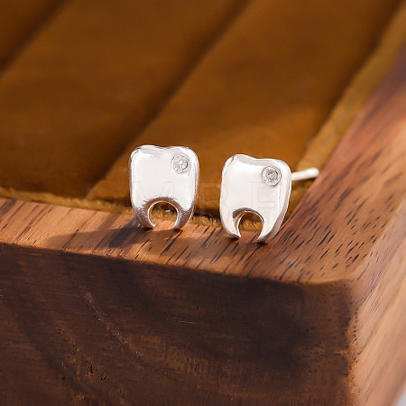 Brass & Rhinestone Stud Earrings WGEF0FC-01-1