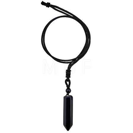 Natural Obsidian Bullet Pendant Necklace JN1043C-1