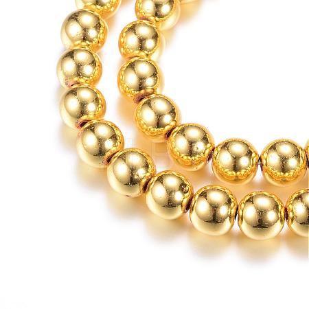 Electroplate Magnetic Synthetic Hematite Bead Strands G-Q466-8mm-01G-1
