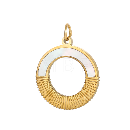 Ring Charms 304 Stainless Steel Shell Pendants STAS-OY004-55G-1