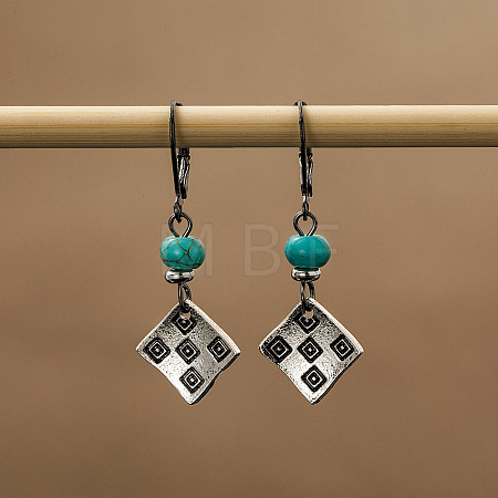 Alloy Rhombus Leverback Earrings for Women WGCA4A6-01-1