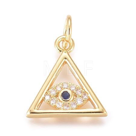 Brass Micro Pave Cubic Zirconia Pendants X-KK-D156-02G-1