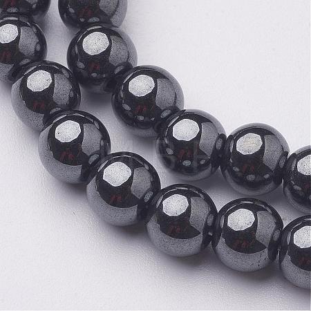 6MM Black AAA Grade Round Non-Magnetic Synthetic Hematite Beads Strands X-G-H1072-1-1