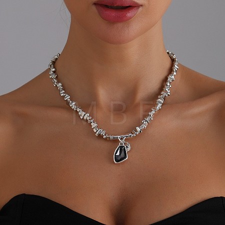Alloy Glass Nuggets Pendant CCB Plastic Beaded Necklaces for Women FS-WG68853-01-1