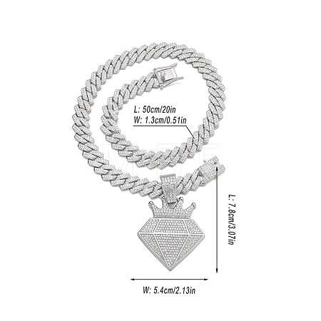 Alloy Full Crystal Rhinestone Pendant Necklaces for Men FS-WGC5342-03-1
