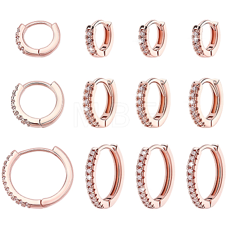 12Pcs 3 Styles Brass Rhinestone Hoop Earrings EJEW-GA0001-14-1