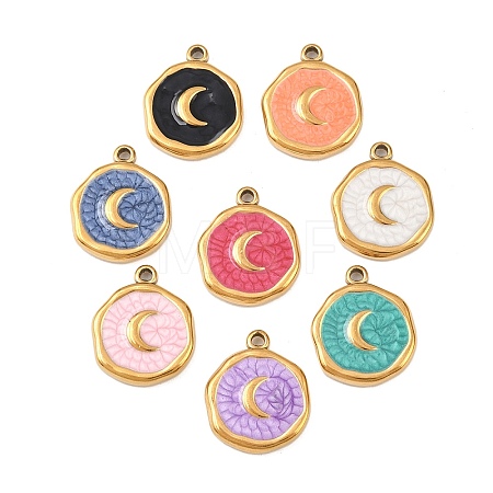 304 Stainless Steel Enamel Pendants STAS-P425-01G-14-1
