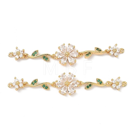 Brass Pave Cubic Zirconia Connector Charms KK-Z139-02G-02-1