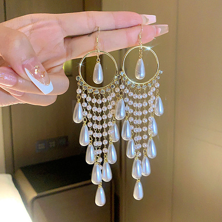 Alloy Crystal Rhinestone Chandelier Earrings EJEW-G439-02G-1
