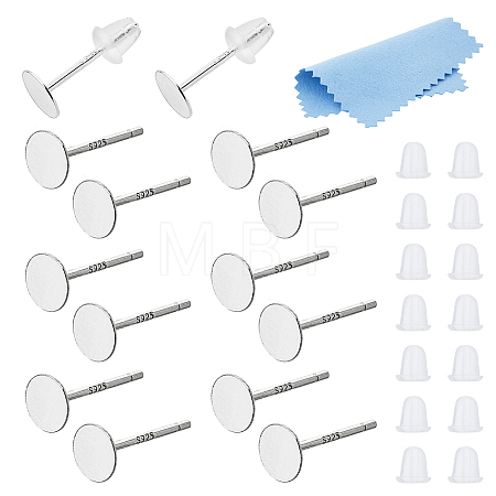 925 Sterling Silver Flat Pad Stud Earring Findings STER-DC0001-57B-1
