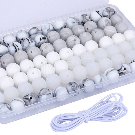 80Pcs 4 Style Round Silicone Focal Beads SIL-SZ0001-22A-1