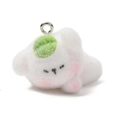 Anmial Theme Flocking Opaque Resin Pendants RESI-G130-01B-1