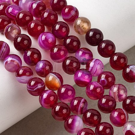 Natural Banded Agate Beads Strands G-I392-A01-6mm-01-1