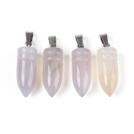 Natural Grey Agate Pendants G-N349-16P-08-1