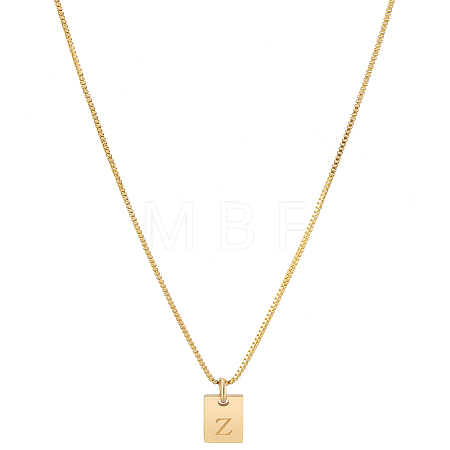 1Pc Stainless Steel Letter Rectangle Pendant Necklaces NJEW-LP0001-34Z-G-1